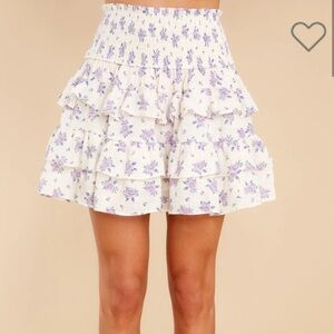 Floral Ruffle Skirt - Purple and White NWOT